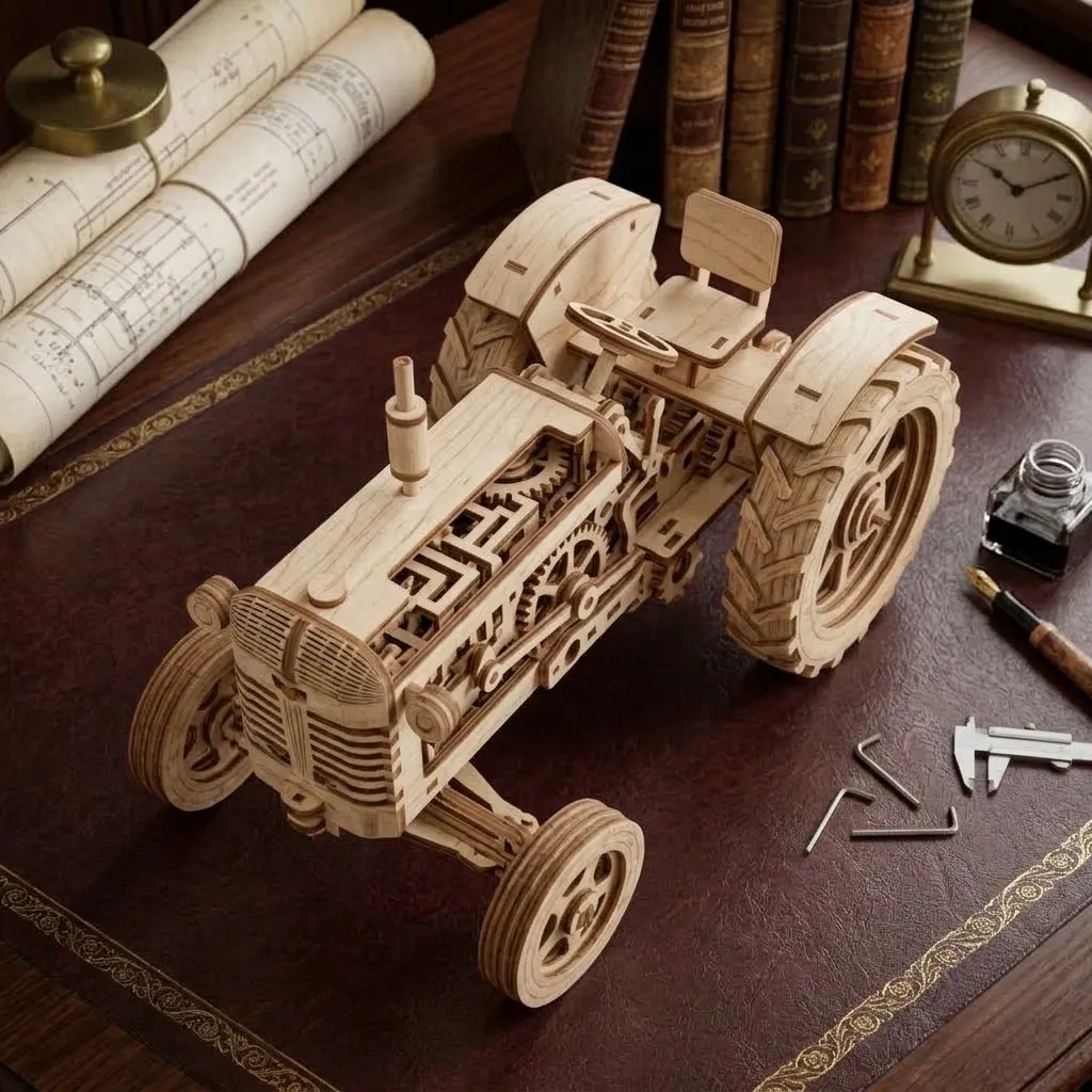 Wooden Mechanical Puzzles Vintage Tractor